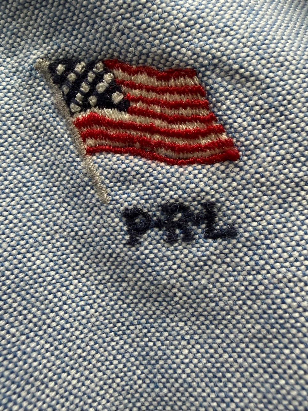 Ralph Lauren Light Blue Short-Sleeve Button-Down Shirt with Flag Embroidery - Picture 4 of 7